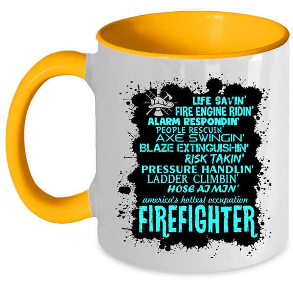 Cute Gift For Firefighter Coffee Mug, Firefighter Accent Mug