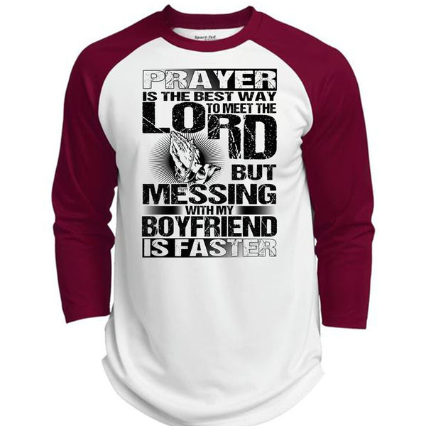 Messing With My Boyfriend Is Faster T Shirt, I Love Husband T Shirt, Awesome T-Shirts  (Polyester Game Baseball Jersey)