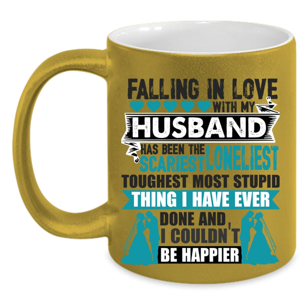 Cute Love Coffee Mug, Falling In Love With My Husband Accent Mug
