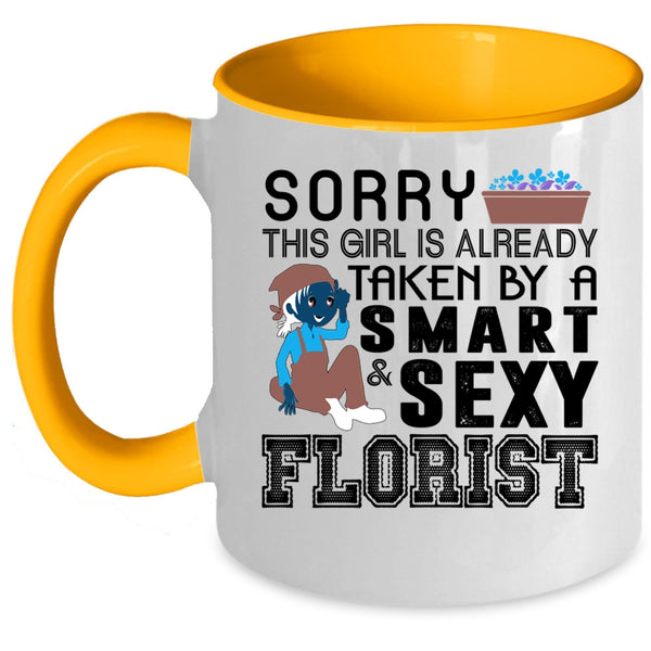Just Married Coffee Mug, This Girl Is Already Taken By A Smart Florist Accent Mug