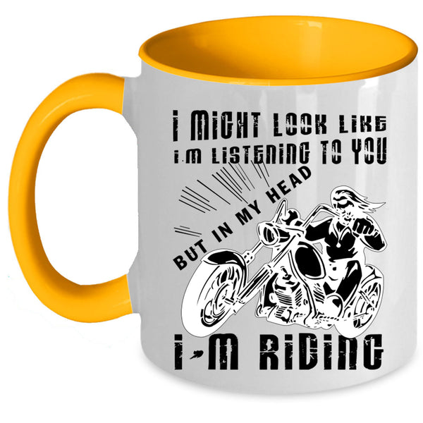 Cool Gift For Biker Coffee Mug, In My Head I'm Riding Accent Mug