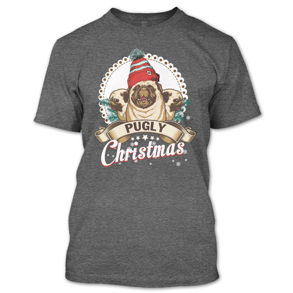 Pugly Christmas T Shirt, Coolest Pug T Shirt
