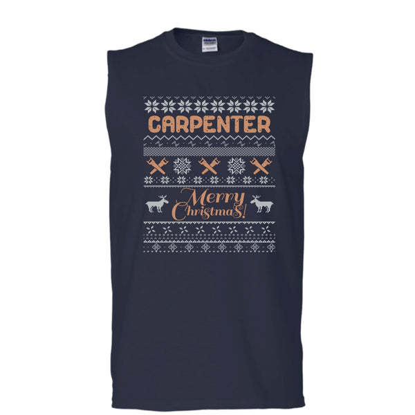 Carpenter Merry Christmas T Shirt, Coolest Carpenter T Shirt, Cool T Shirt (Men's Cotton Sleeveless)