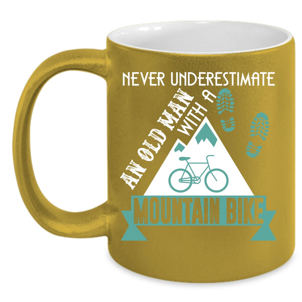 An Old Man With A Mountain Bike Coffee Mug, Cute Grandpa Coffee Cup