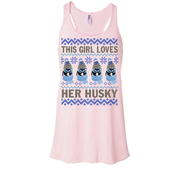 This Girl Loves Her Husky T Shirt, Husky Merry Christmas Tank Top