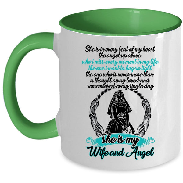 Cool Husband Coffee Mug, She Is My Wife And Angel Accent Mug