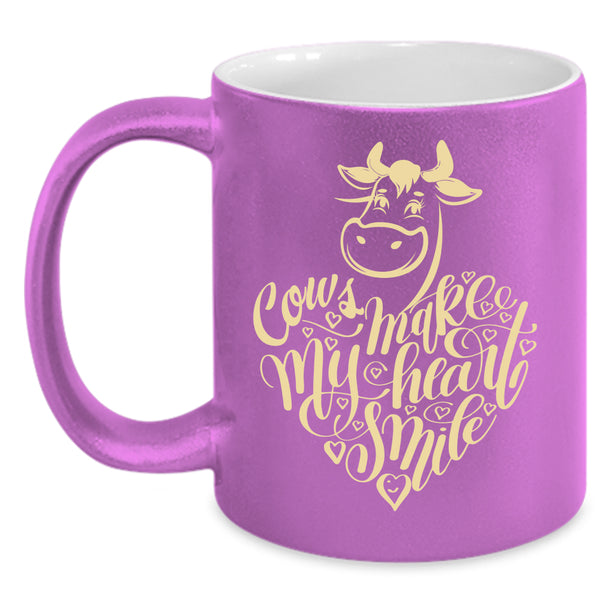 Cows Make My Heart Smile Coffee Mug, I Love Cows Coffee Cup