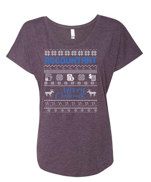 Accountant Merry Christmas T Shirt, Being An Accountant T Shirt, Cool Shirt (Ladies' Triblend Dolman Sleeve)