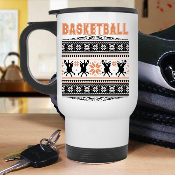 Ugly Christmas Travel Mug, Basketball Mug