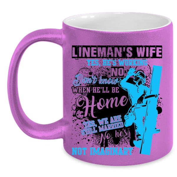 Cute Lineman's Wife Coffee Mug, Lineman's Wife Accent Mug