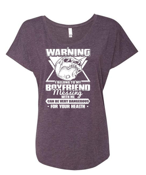 I Belong To My Boyfriend T Shirt, Being A Husband T Shirt, Cool Shirt (Ladies' Triblend Dolman Sleeve)