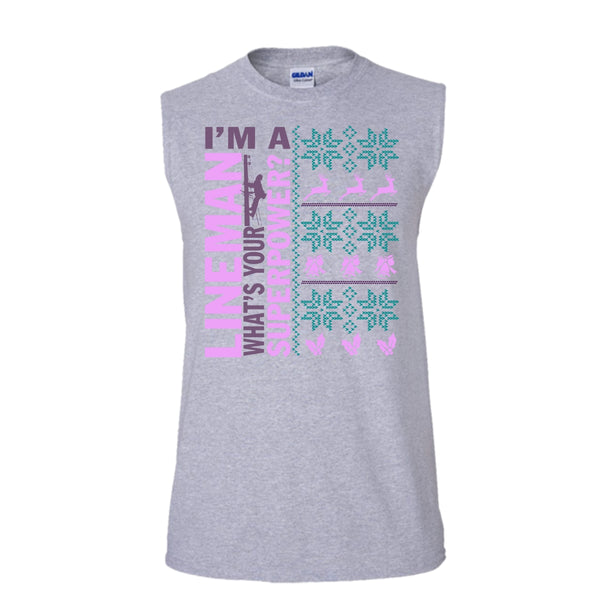 I'm A Lineman T Shirt, Lineman Merry Christmas Tank Top (Men's Cotton Sleeveless)