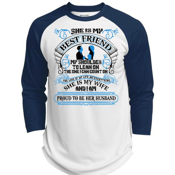 She Is My Best Friend T Shirt, I Love Wife T Shirt, Awesome T-Shirts  (Polyester Game Baseball Jersey)