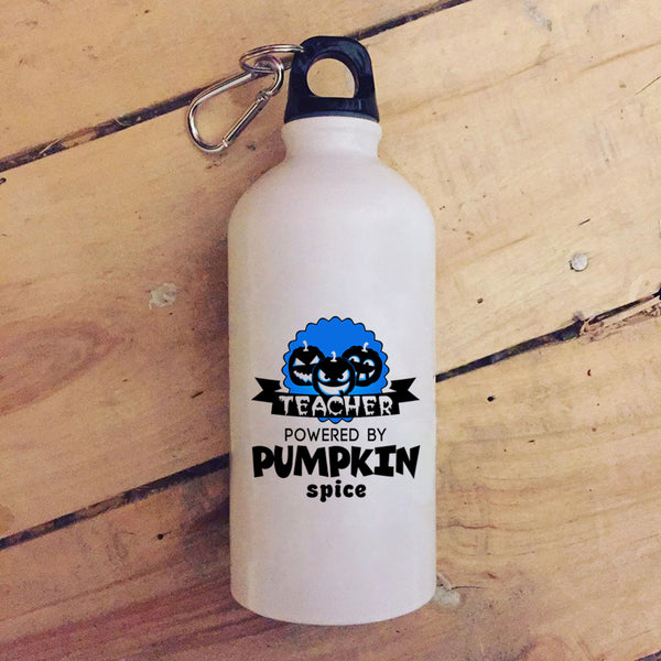 Teacher Powered By Pumpkin Spice 20 oz Stainless Steel Bottle,Cool Halloween Outdoor Sports Water Bottle