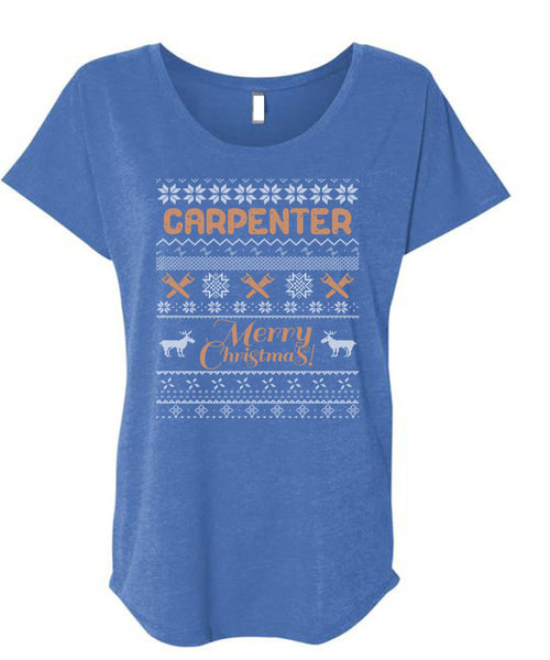 Carpenter Merry Christmas T Shirt, Being A Carpenter T Shirt, Cool Shirt (Ladies' Triblend Dolman Sleeve)