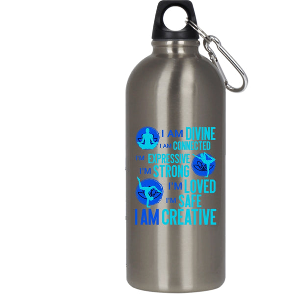 I Am Divine I Am Connected 20 oz Stainless Steel Bottle,Cool Gift For Yoga Lover Outdoor Sports Water Bottle