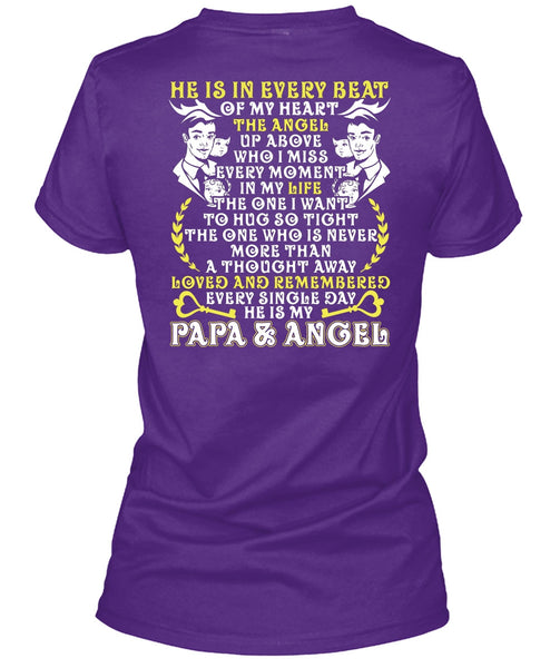 He Is In Every Beat Of My Heart T Shirt, Papa And Angel T Shirt