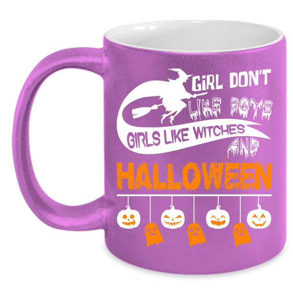Girls Like Witches And Halloween Coffee Mug, Cute Girls Coffee Cup