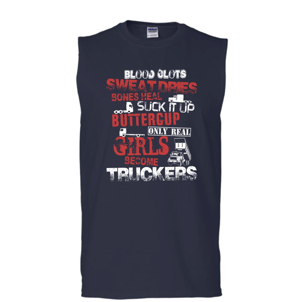 Only Rel Girls Become Truckers T Shirt, Coolest Trucker T Shirt, Cool T Shirt (Men's Cotton Sleeveless)