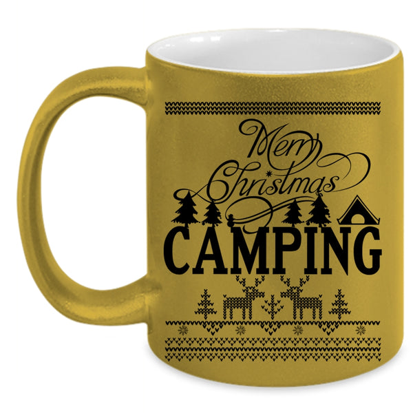 Camping Coffee Mug, Merry Christmas Accent Mug