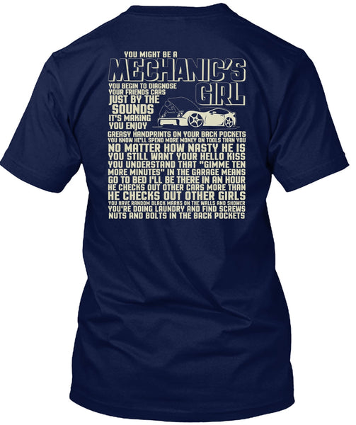 You Might Be A Mechanic's Girl T Shirt, He Checks Out Other Girls T Shirt