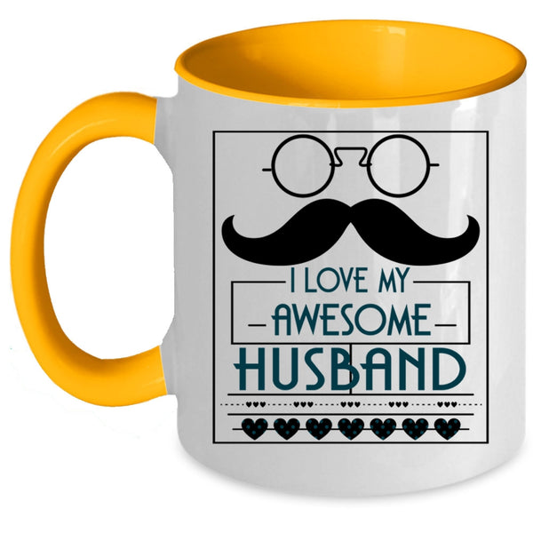 My Awesome Husband Coffee Mug, I Love My Awesome Husband Accent Mug