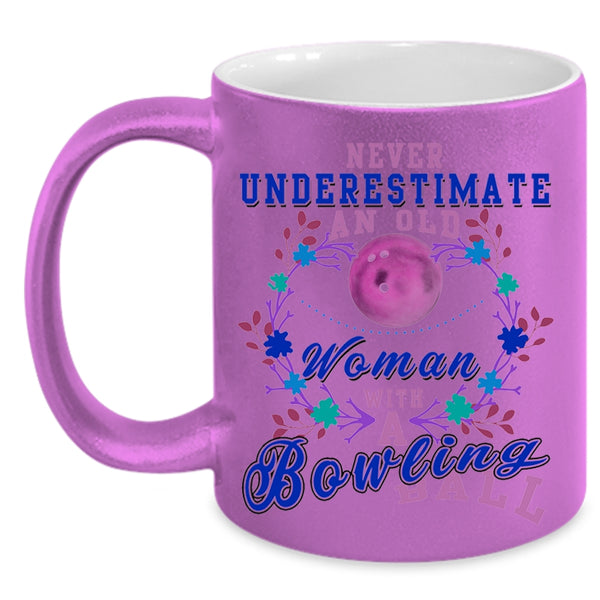 Cute Grandmas Coffee Mug, An Old Woman With A Bowling Ball Accent Mug
