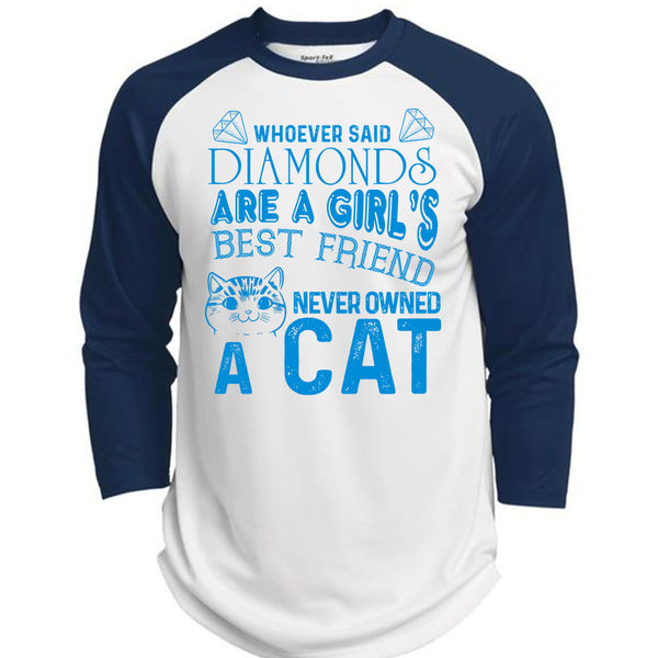 Diamonds Are A Girl's Best Friend Never Owned A Cat T Shirt, My Favorite T Shirt, Awesome T-Shirts  (Polyester Game Baseball Jersey)