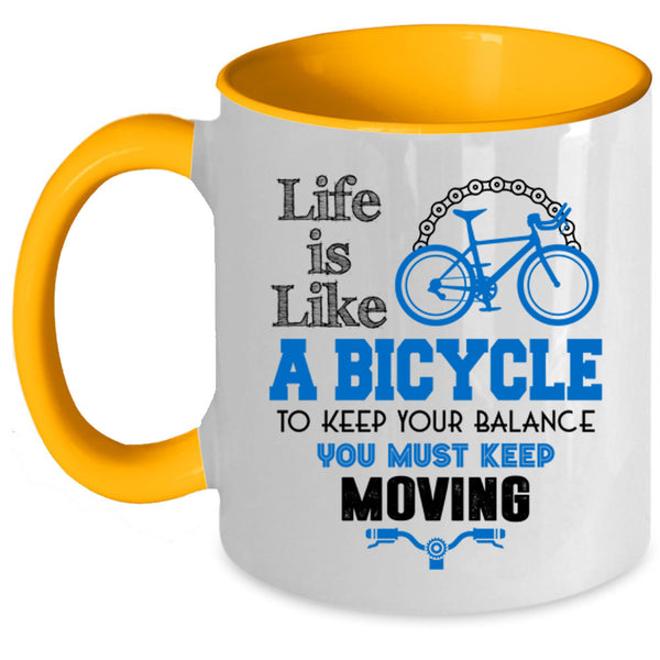 I Love Bicycling Coffee Mug, Life Is Like A Bicycle Accent Mug