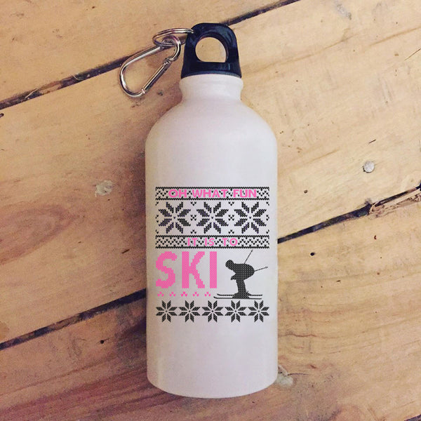 Oh What Fun It Is To Ski 20 oz Stainless Steel Bottle,Funny Christmas Outdoor Sports Water Bottle