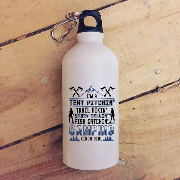 I'm A Tent Pitching Fish Catching 20 oz Stainless Steel Bottle,I'm A Camping Kinda Girl Outdoor Sports Water Bottle