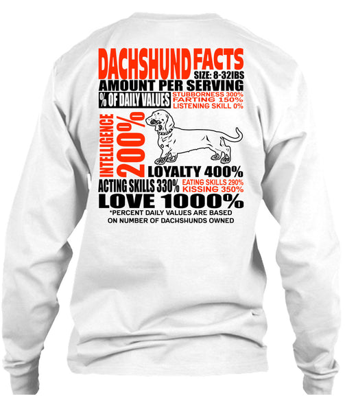 Dachshund Facts T Shirt, I Love Dachshund T Shirt