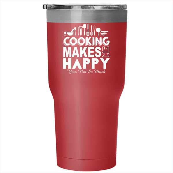 Cooking Makes Me Happy Tumbler 30 oz Stainless Steel, I Love Cooking Travel Mug