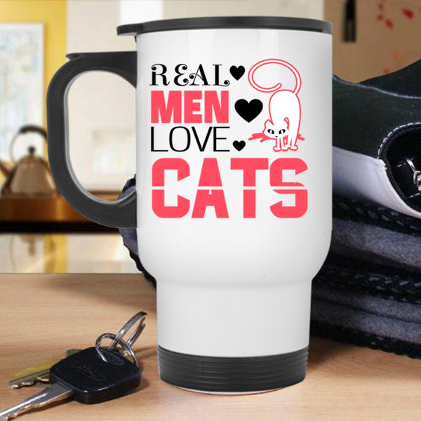 Awesome Gift For My Son Travel Mug, Real Men Love Cats Mug