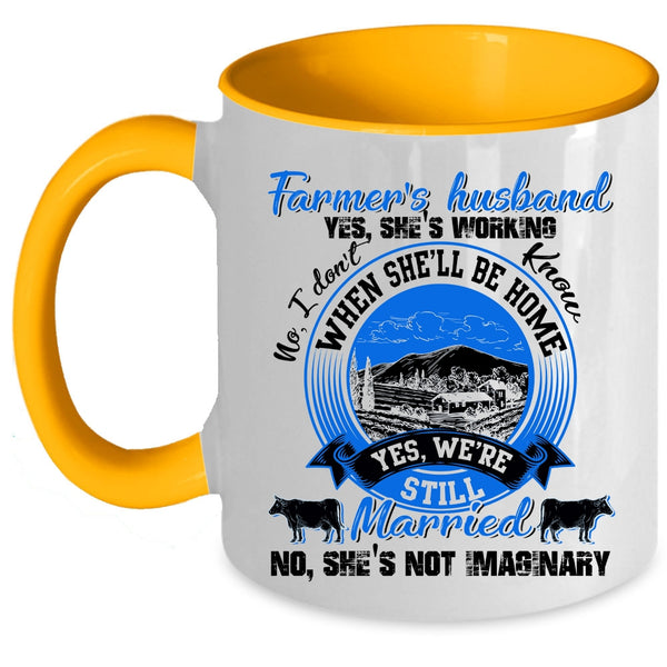 Cool Just Married Coffee Mug, Farmer's Husband Accent Mug