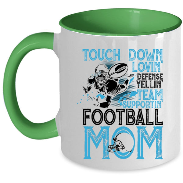 Football Mom Coffee Mug, Touch Down Loving Team Supporting Accent Mug