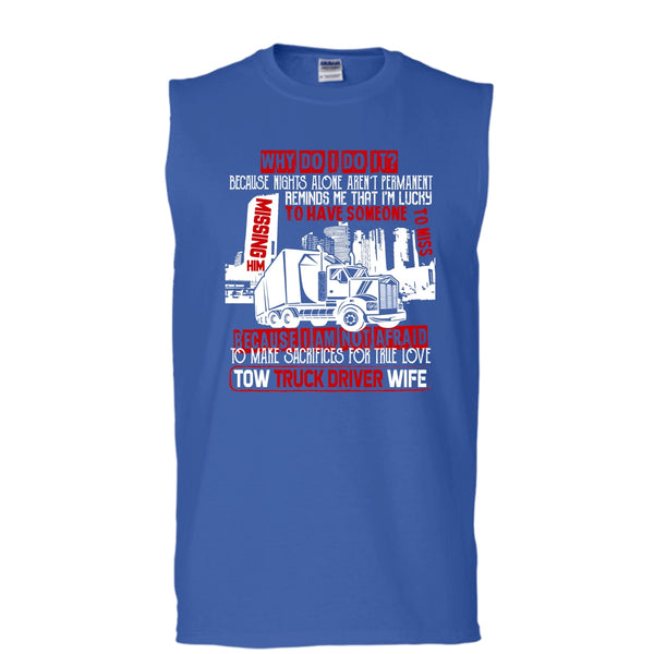 Tow Truck Driver Wife T Shirt, Coolest Trucker's Wife T Shirt, Cool T Shirt (Men's Cotton Sleeveless)