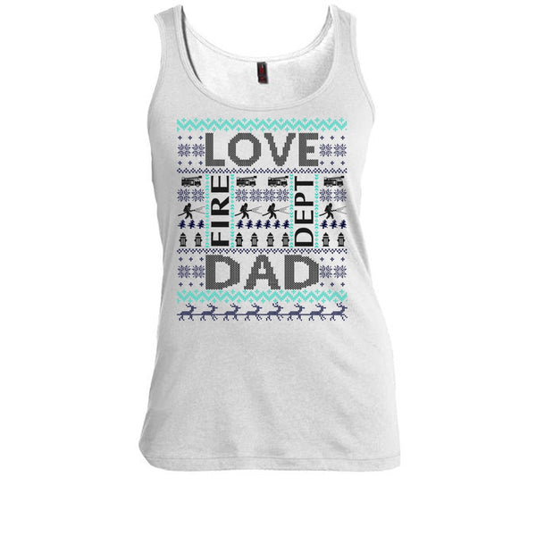 Love Fire Dept Dad T Shirt, Merry Christmas Gift Tank Top