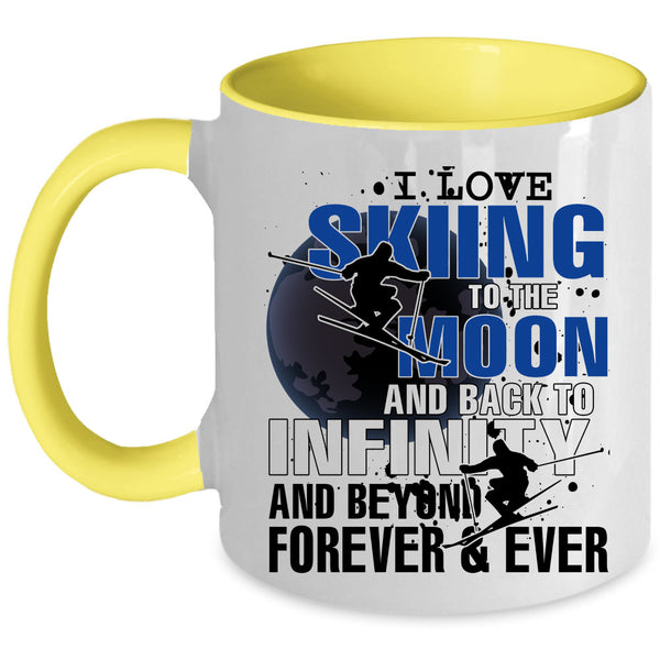 Funny Sport Coffee Mug, I Love Skiing To The Moon And Back Accent Mug