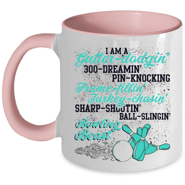 I Love Bowling Coffee Mug, I Am A Bowling Beast Accent Mug