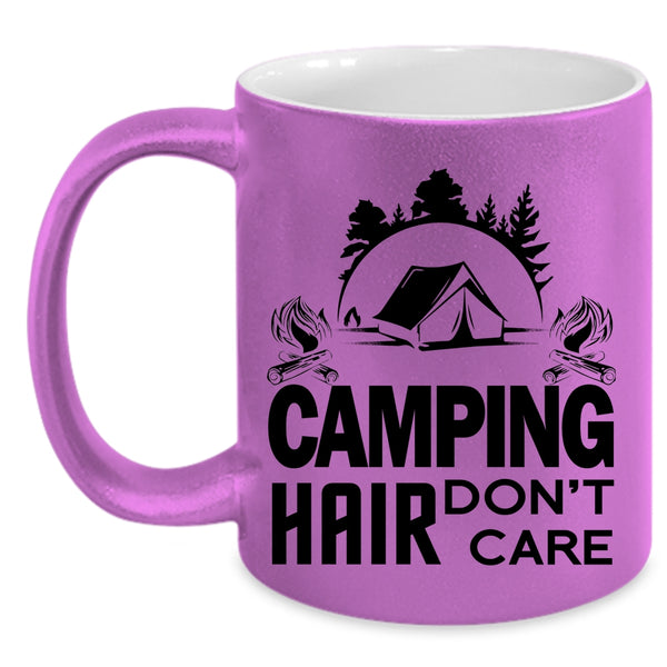 Funny Gift For Camper Coffee Mug, Camping Hair Don't Care Accent Mug