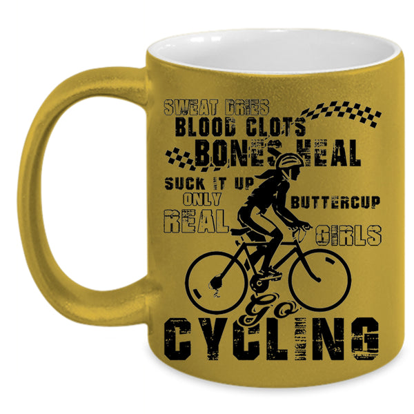 Cute Daughter Coffee Mug, Only Real Girls Go Cycling Accent Mug