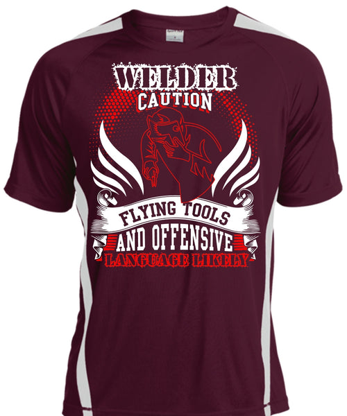 Welder Caution Flying Tools T Shirt, Being A Welder T Shirt, Cool Shirt