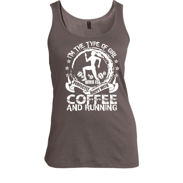 Happy With Coffee And Running T Shirt, Coolest Runner Tank Top