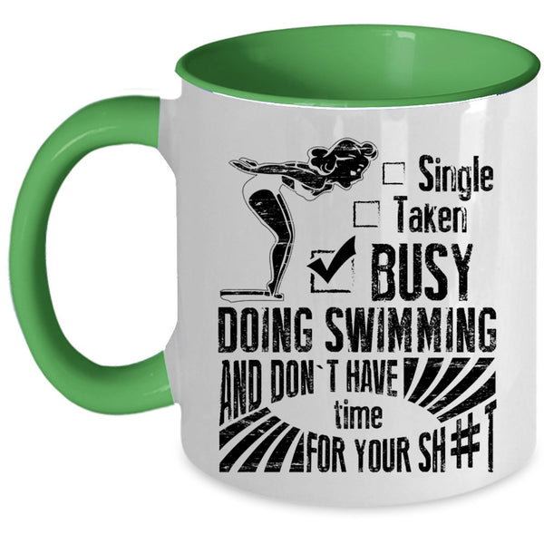 Busy Doing Swimming Coffee Mug, Relationship Status Accent Mug