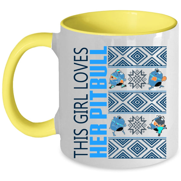 Cute Pit Bull Lover Coffee Mug, This Girl Loves Her Pitbull Accent Mug