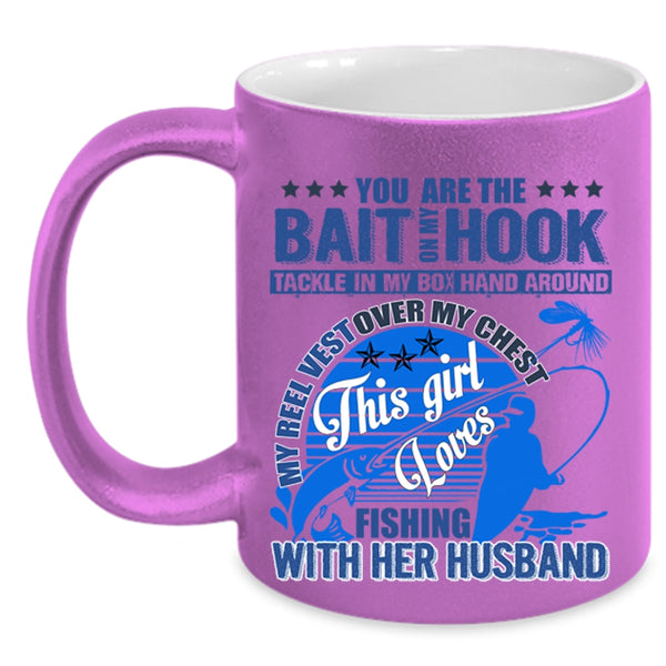 Pretty Girls Coffee Mug, This Girl Loves Fishing With Her Husband Accent Mug