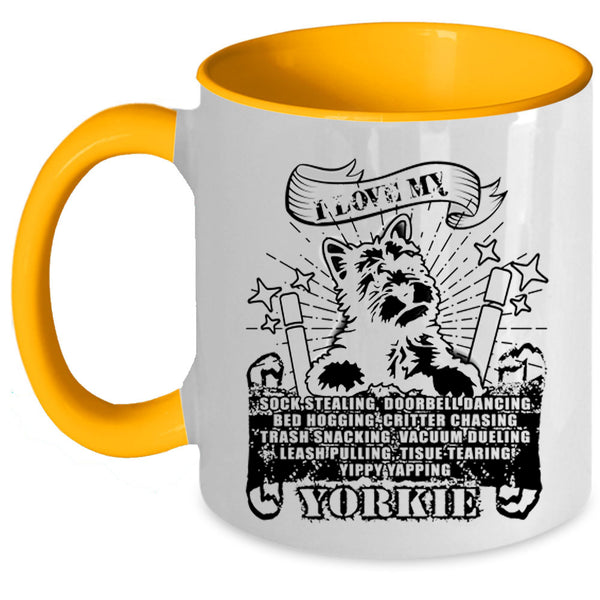 Cute Dogs Coffee Mug, I Love My Yorkie Accent Mug