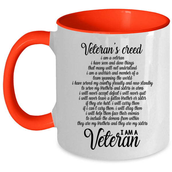 I Am A Veteran Coffee Mug, Veteran's Creed Accent Mug