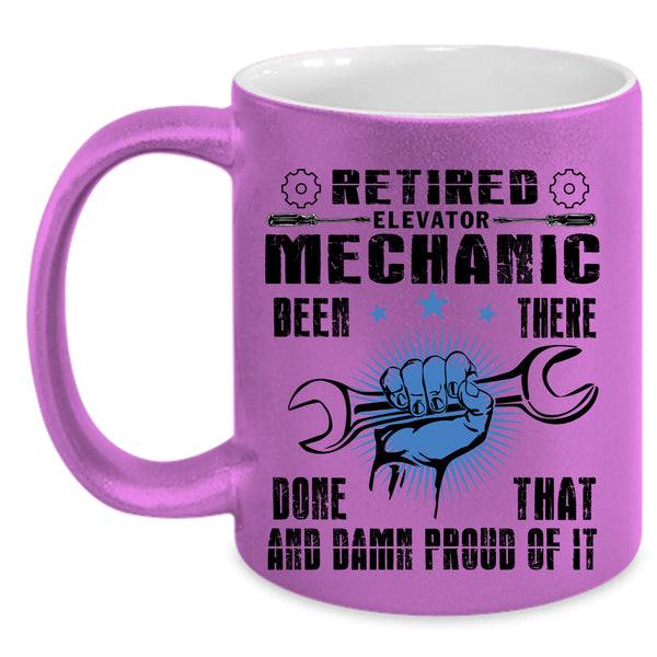 Cool Retirement Coffee Mug, Retired Elevator Mechanic Accent Mug